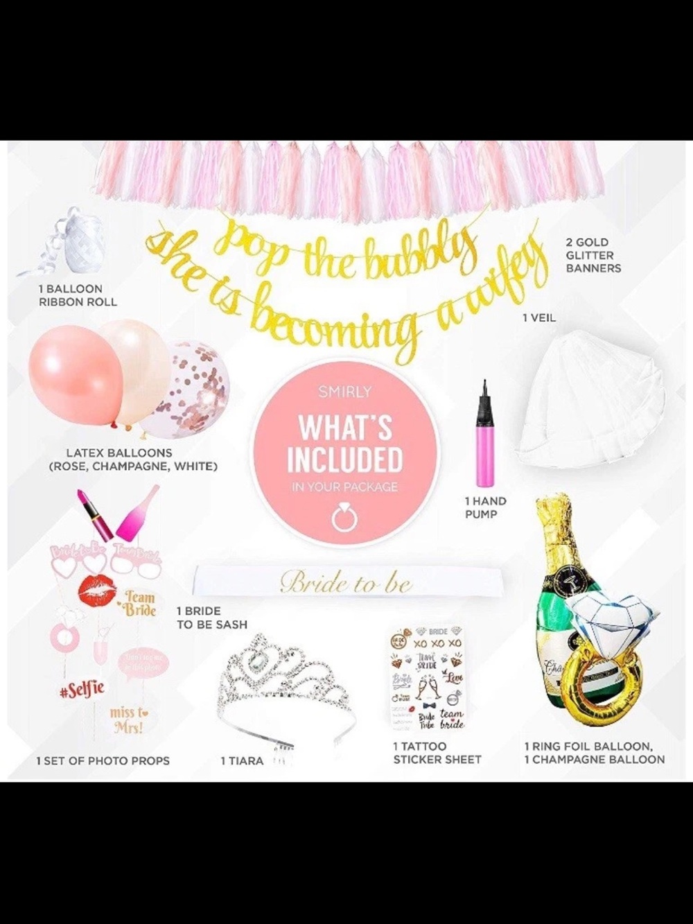 'Bride to Be' Pink & Gold Bachelorette Party Kit